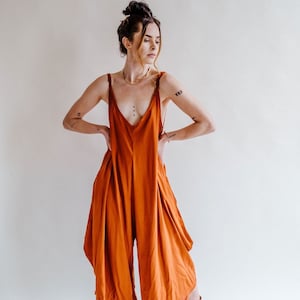 Saraswati Jumper, Wide Leg Jumpsuit, Yoga Boho, 100% Rayon image 1