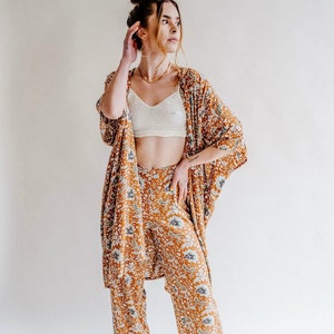 Indy Set Kimono + Pant Two Piece Set Boho Outfit Burnt Orange