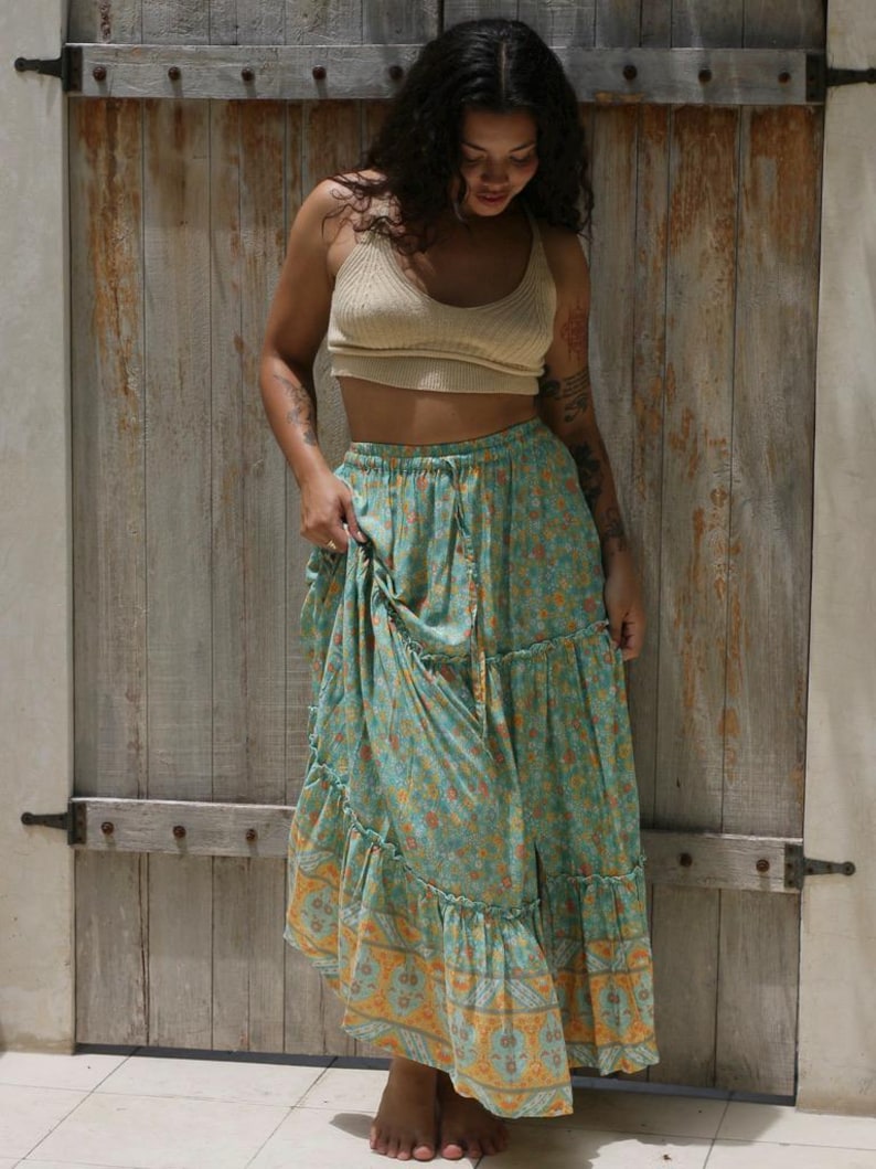 Coral Boho Maxi Skirt Slits main image 0