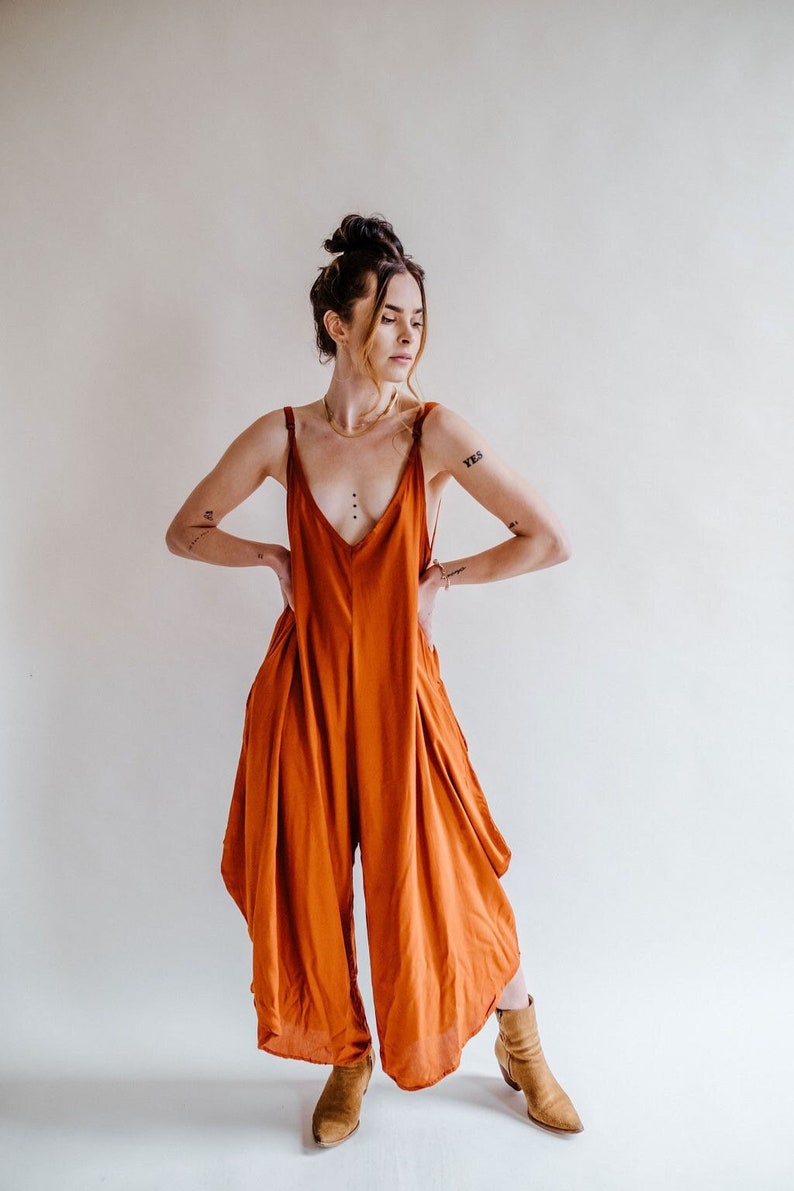 Saraswati Jumper, Wide Leg Jumpsuit, Yoga Boho, 100% Rayon image 1