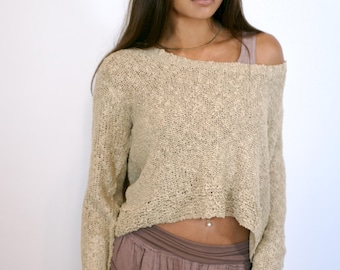 Knit Sweater, Women's Long Sleeve Chunky Knit, Cozy Fall Sweater, Boho Chic