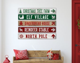 Rustic Christmas Sign Set on Wood Barn Board, Holiday Wood Sign, Seasonal Christmas Signs
