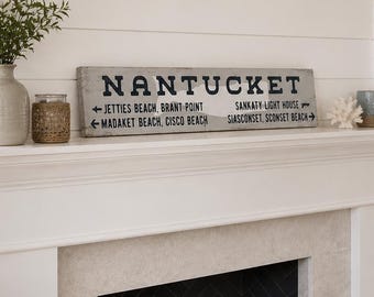 Hand Painted Nantucket Wood Sign: Coastal Beach Decor