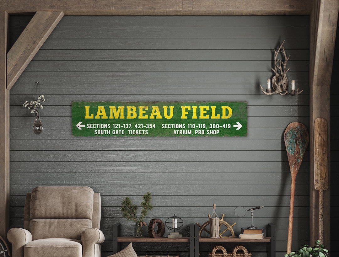 Handcrafted Lambeau Field Wood Sign Green Bay Packers Fan Decor Rustic