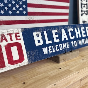 Large Wrigley Field Wood Sign | Vintage Chicago Baseball Decor | Rustic Wall Art & Gift for Cubs Fans