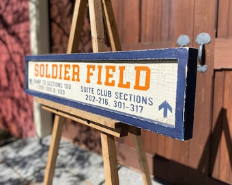 Soldier Field Wood Sign: Hand Painted Chicago Bears Decor