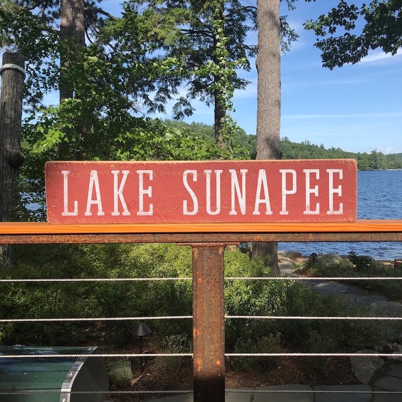 Lake Sunapee Rustic Wood Sign Etsy
