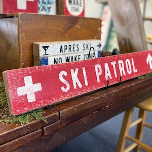 Ski Patrol Sign on Rustic Barnboard - Perfect for Cabin Decor, Ski Lodge Wall Art & Winter Sports Enthusiasts