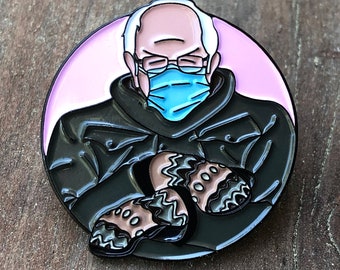 Bernie Sanders Mittens Enamel Pin!!