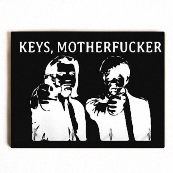 Inspired by Pulp fiction Black and white keys motherfucker Pulp fiction key holder Pulp fiction sign Pulp fiction wall decor