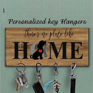 Dog lovers Key holder for wall- Custom Key hanger- Personalized Key Holder-Silhouette Dog Leash-Housewarming Gift- Dog lovers Gift-Key rack