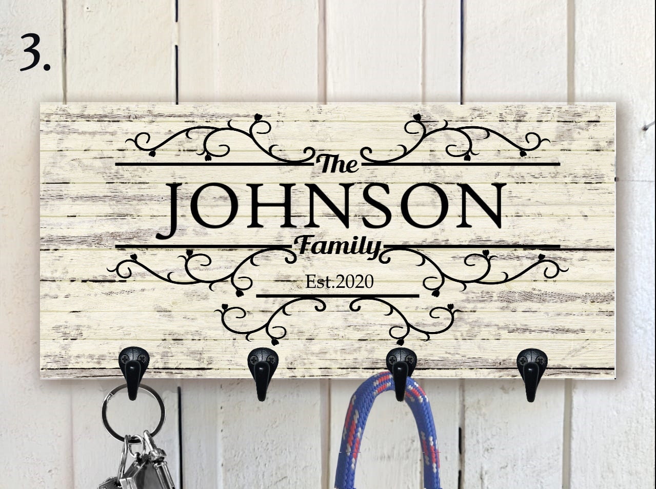 Personalized Family Key Holder Custom Wood Key Hanger for Wall Last ...