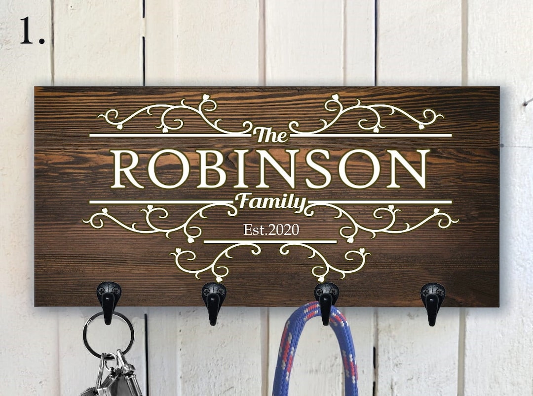 Personalized Family Key Holder Custom Wood Key Hanger for Wall Etsy