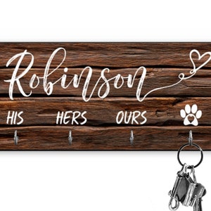 Personalized Key Ring Holder - Custom Key Holder For Wall - Personalized Key Hanger -Couples Key Hanger- Housewarming Gift - Leash Holder