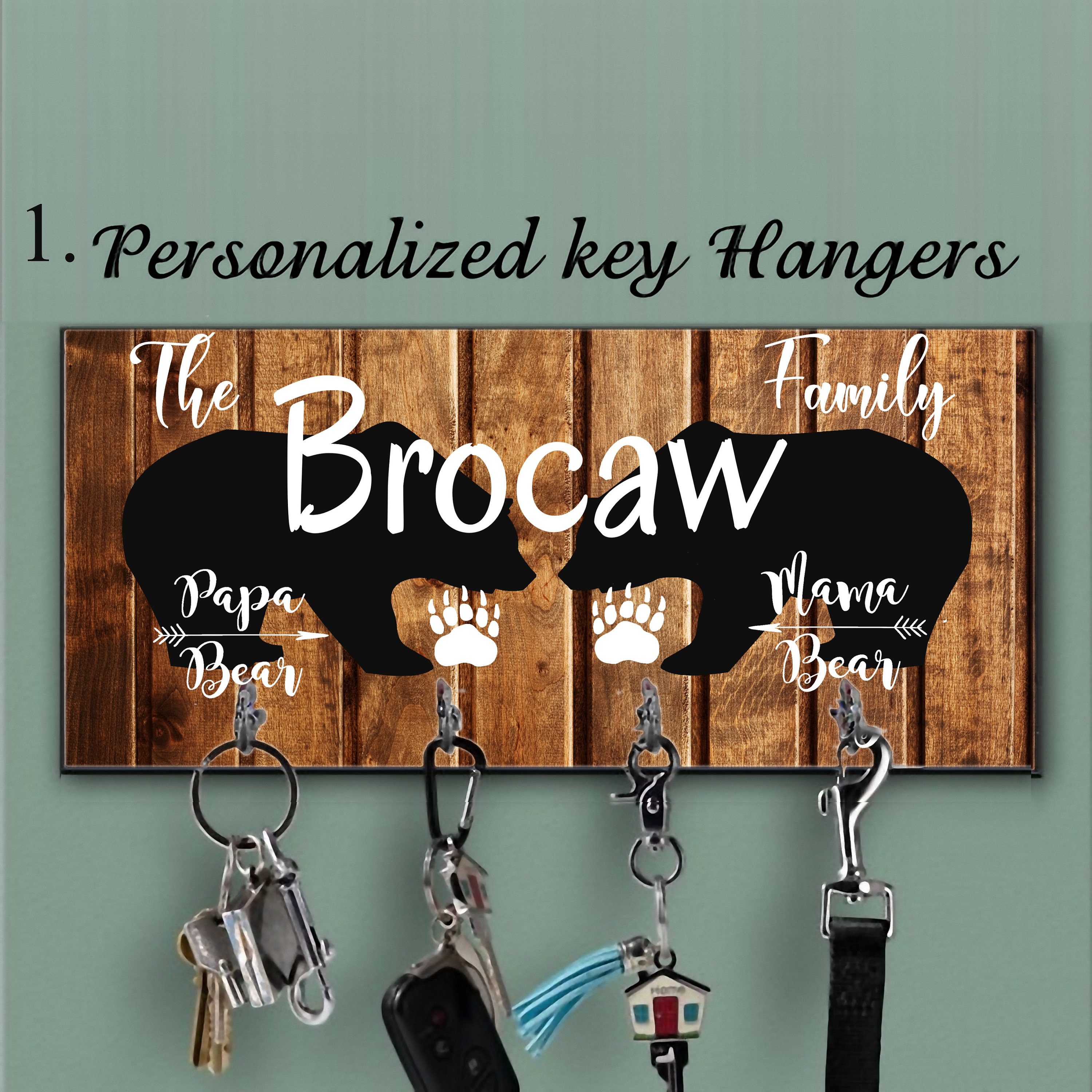 Bear Key Hanger Custom Key Holder For Wall Personalized Key Etsy