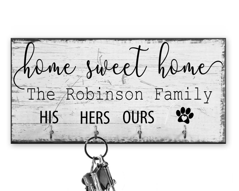 Home Sweet Home Key Holder for Wall Personalized Family Key Etsy