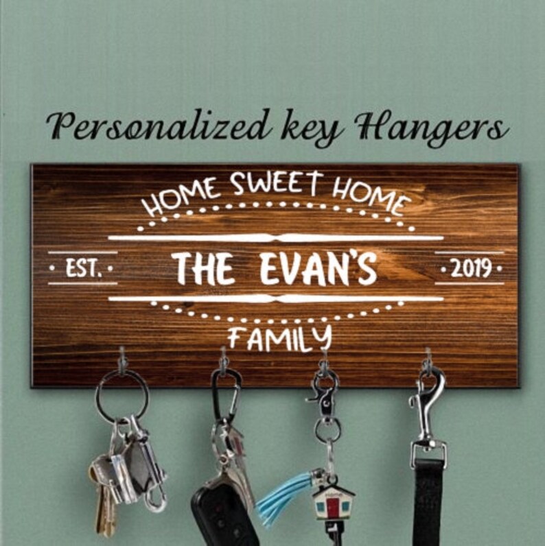 Personalized Family Key Holder for Wall Home Sweet Home Key Etsy
