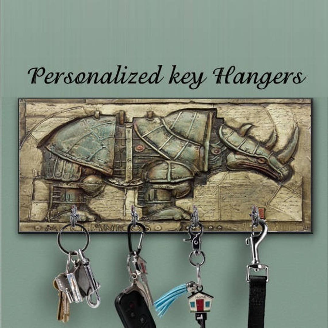 Steampunk Key Holder, Rhinoceros Key Hanger, Steampunk Key Rack