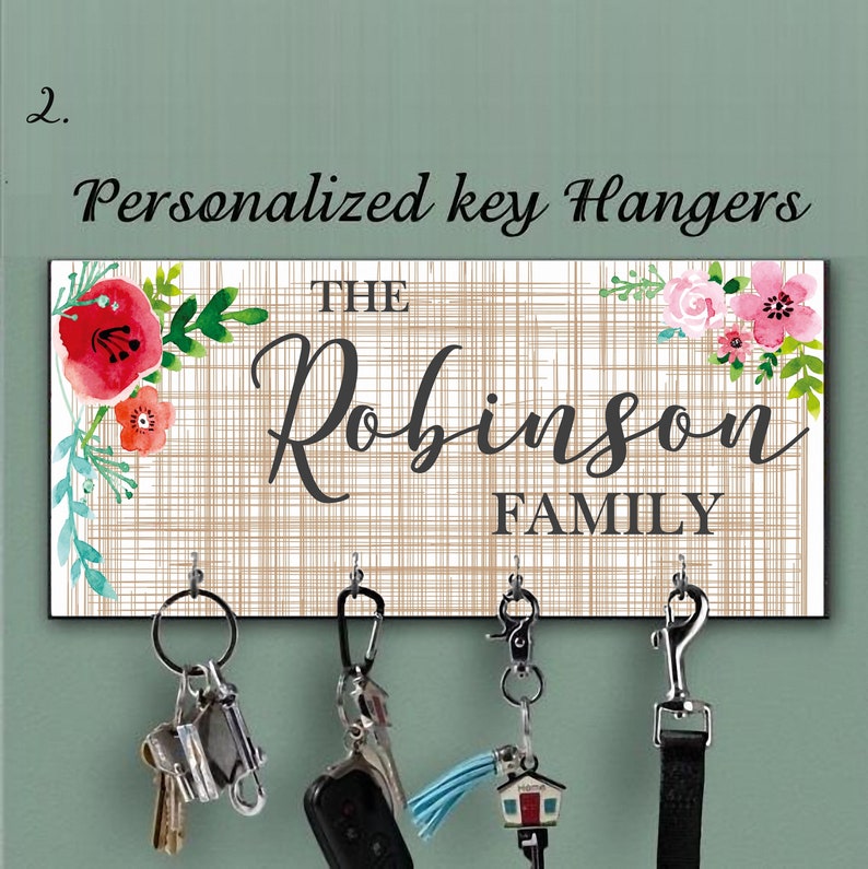 Personalized Key Holder Floral Key Holder Entryway Etsy