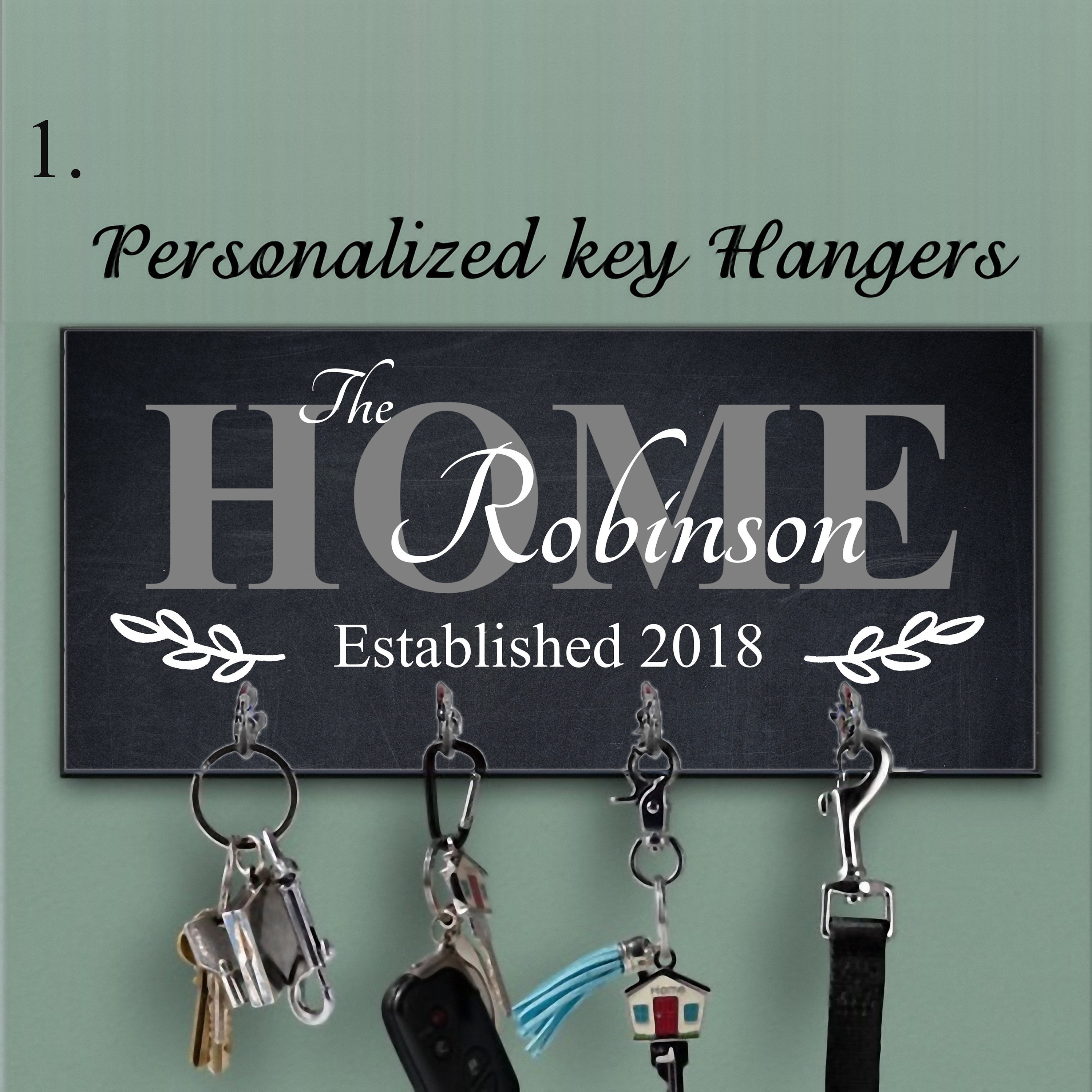 Charcoal Key Holder, Key Hanger, Wall Key Rack, Wall Key Holder, Black Key Holder, Custom Gift
