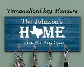 Personalize Wall Mount Key Rack, MDF Wood Look Wall, Housewarming Gift, Anniversary Design,Housewarming Gift,Personalized Gift,Wall Key Rack