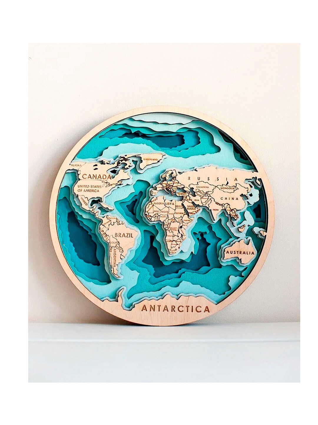 3d Wooden Map of the World, Multi layer Panel 3D Wood World Map 5 Layers Etsy