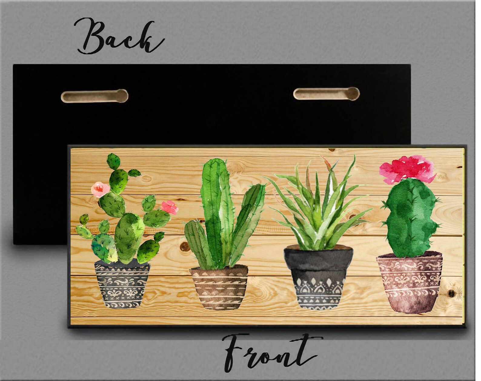 Wooden Cactus key holder for wall Cactus wall decor Tropical Etsy