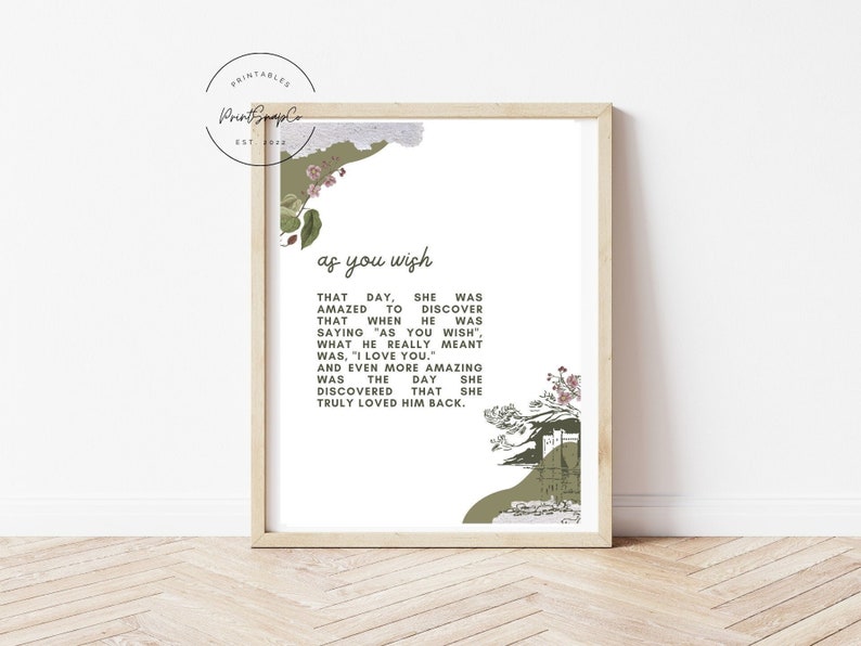 Princess Bride As you wish Quote Printable PDF A4 image 1