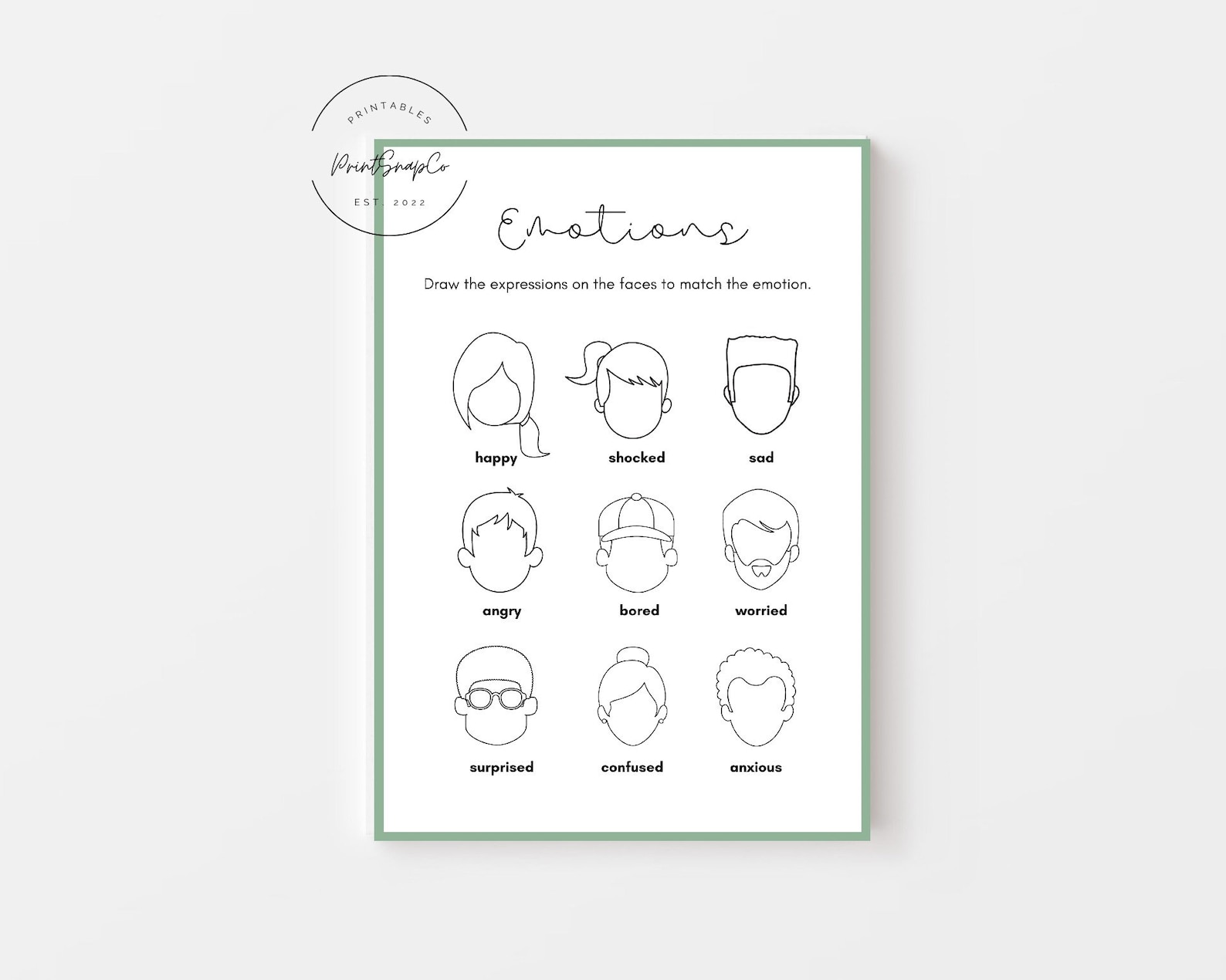 Identifying Emotions Worksheet Printable PDF A4 - Etsy Canada