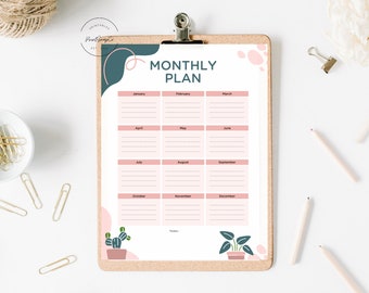 Monthly Planner Printable PDF - A4