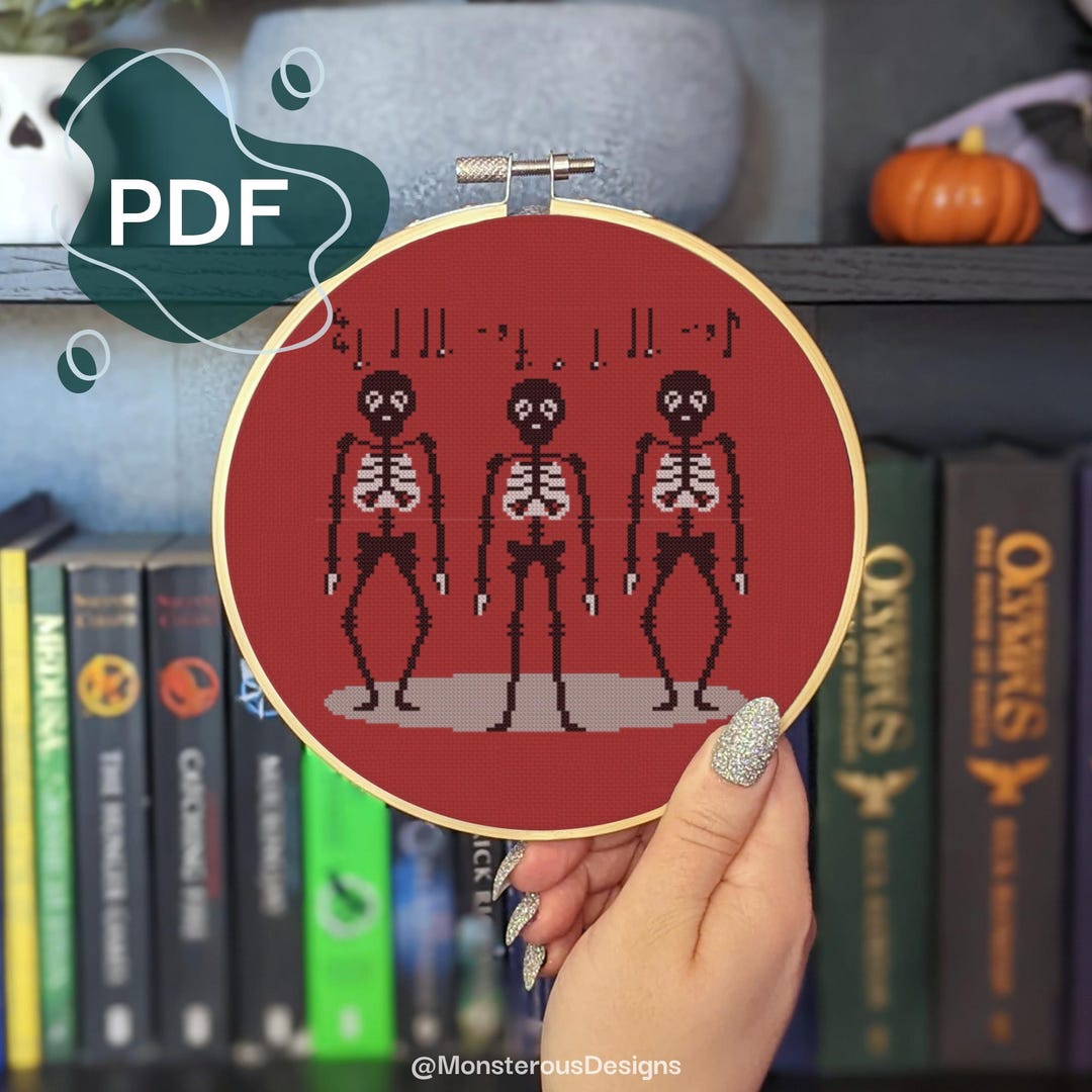 Skeleton Cross Stitch Pattern - Spooky Cross Stitch, Halloween, Gothic ...