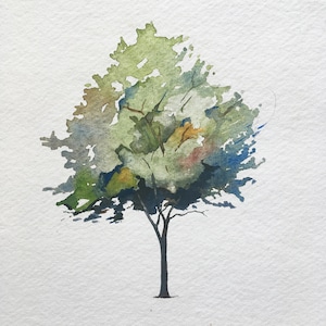 Watercolour tree in summer | Original painting | Water color | Summertime tree with foliage