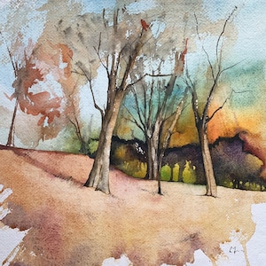 Trees in Autumn | Fall painting | Watercolor original art