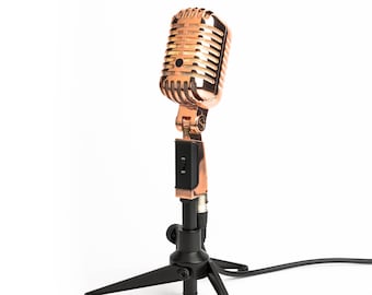 Retro Microphone Lamp - Rose Gold / Urbin Classic / Vinyl / Vintage Design / Studio Lamp / Recording / Elvis Microphone / Rockabilly / Gift
