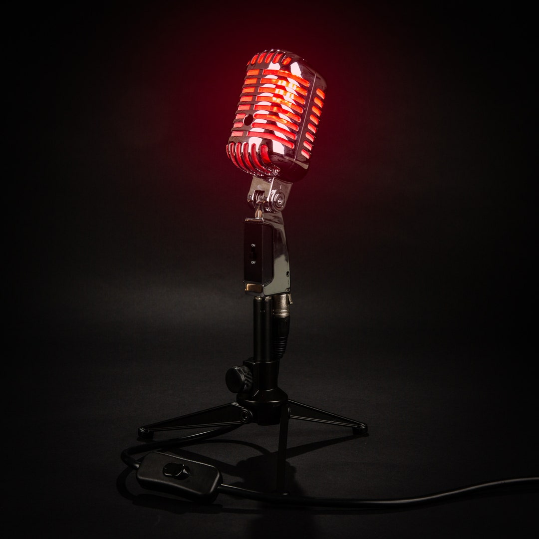 Retro Microphone Lamp on Air Edition / Cool Gift / Shure 55 / Vintage / Music Lover / Guitar