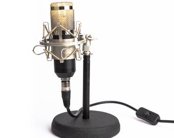 Studio Microphone Desk Lamp / Recording / Broadcast / Industrial / Man Cave / Musicians Gift / Guitar / Music / Home Decor / LED / Stand