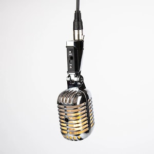 Retro Mikrofon-Hängelampe - Silber / Vintage / Shure / Boxen / Männerhöhle / Studioaufnahme / Bar / Karaoke Licht / Deckendeko