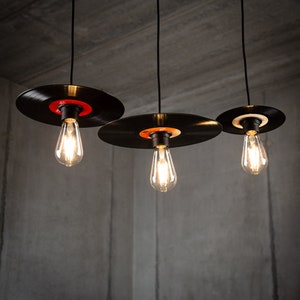 Lampe à suspension rétro pour disque vinyle, lot de 3 - Noir (taille de 7 po, 10 po, 12 po.) - Ampoule non incluse !