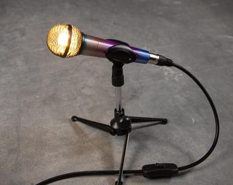 3D-Printed Microphone Desk Lamp | Custom Colors and Grill Styles | Unique Desk Lighting SM58 Shure, Mic, Neumann