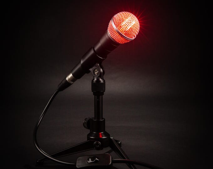 Classic 58 Microphone Desk Lamp - On Air Edition / Music lamp / Songwriter gift / Table Lamp / Industrial Style / Gift for him / Producer