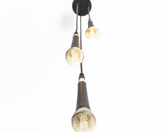 Triple   SM58 Pendant / Ceiling Light / Chandelier / Music Room / Recording Studio /   / Broadcast / Radio Decor / LED / Producer