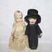 Kathryn Gerecenseerd Fums Up Bride and Groom - Prachtige zeldzame bisque Edwardian Good Luck Dolls in kostuum WW1 Lucky Charms