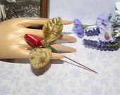 Beautiful Vintage Fabric Rose Hatpin