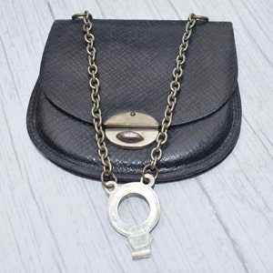 Hangende portemonnee Chatelaine - prachtige Victoriaanse antieke leren geldportemonnee