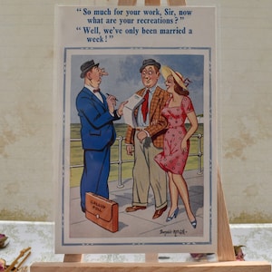 Cartolina sfacciata di Donald McGill - Affascinante novella sposa Rude Antique Comedy Risque Sea Side Card