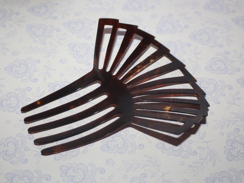 Hair Comb Art Deco  Mooie grote antieke schildpad bruiloft afbeelding 3