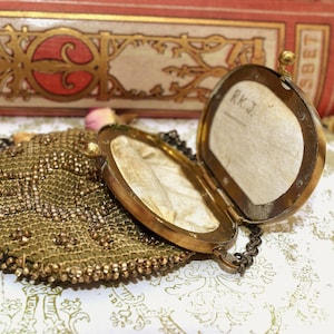 Tam O&#39;Shanter Purse with Mirror - Stunning Antique Victorian Cut Steel Bead Decorative Lady&#39;s Purse/Evening Bag
