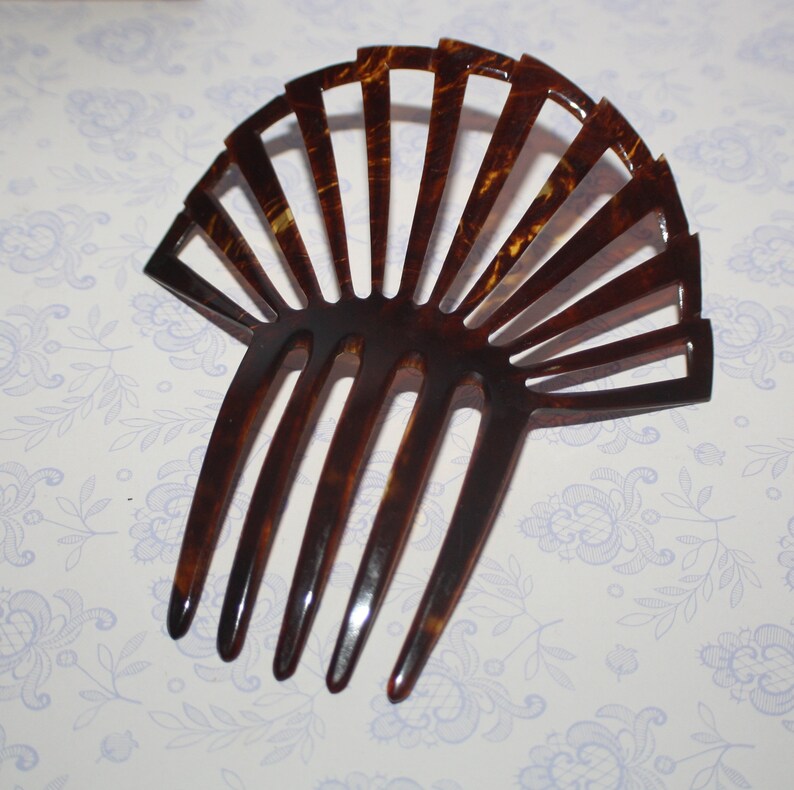 Hair Comb Art Deco  Mooie grote antieke schildpad bruiloft afbeelding 5