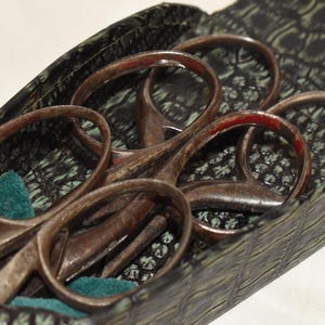 Etui pour ciseaux victorien - Charmant trio de ciseaux dans un étui ancien