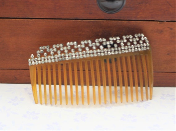 Cut Steel Horn Hair Comb - Gorgeous Large Antique… - image 1